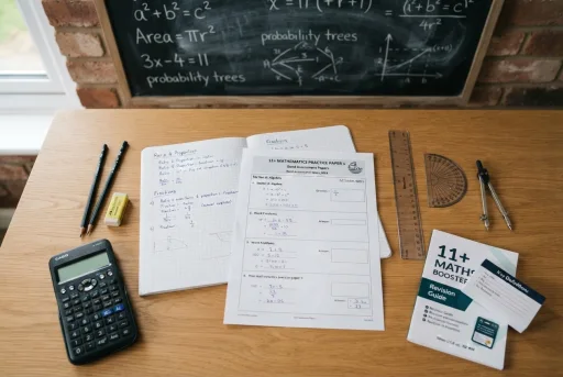 A pupil preparing for 11+ entrance exams