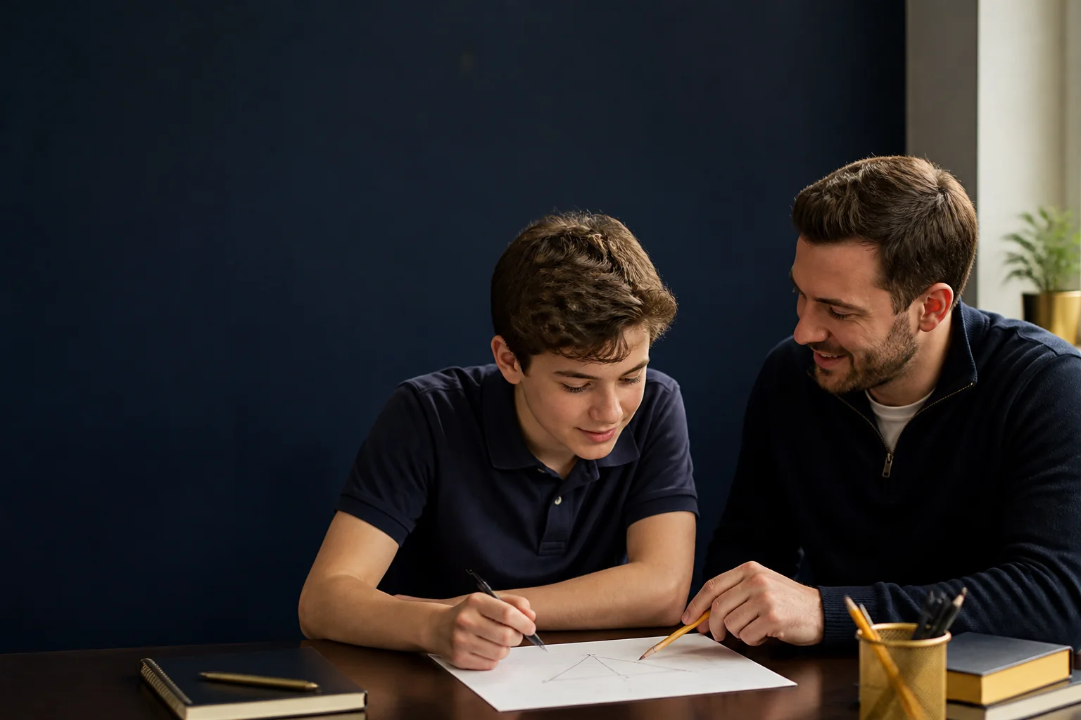 Tutor helping a student work through a maths problem